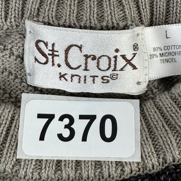 VTG St. Croix Knits Taupe/Black/Red Abstract Grandpa Crewneck Sweater Size Large - Picture 13 of 13